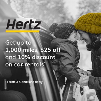 Get Up To 1,000 miles, $25 Off And 10% Discount On Car Rentals Worldwide With HERTZ
