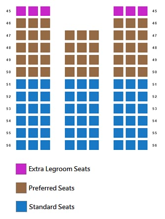 Sitzplatzbereiche in der Kabine