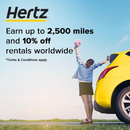 Summer Sale: Get Up to 2,500 Miles and 10% Discount on Car Rentals Worldwide with HERTZ