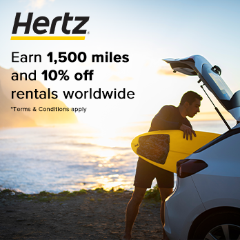 Get Up to 1,500 Miles and 10% Discount on Car Rentals Worldwide with HERTZ