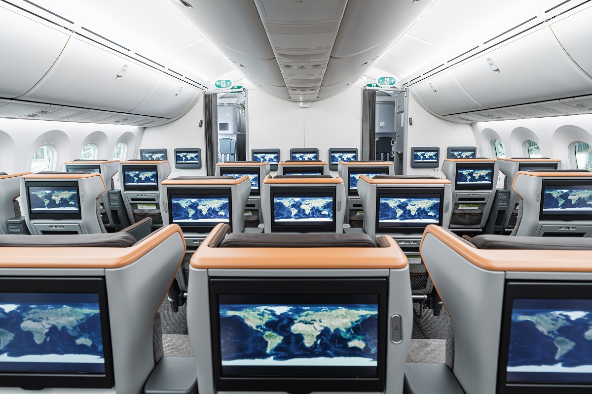 Passengers enjoying in Premium Economy Class