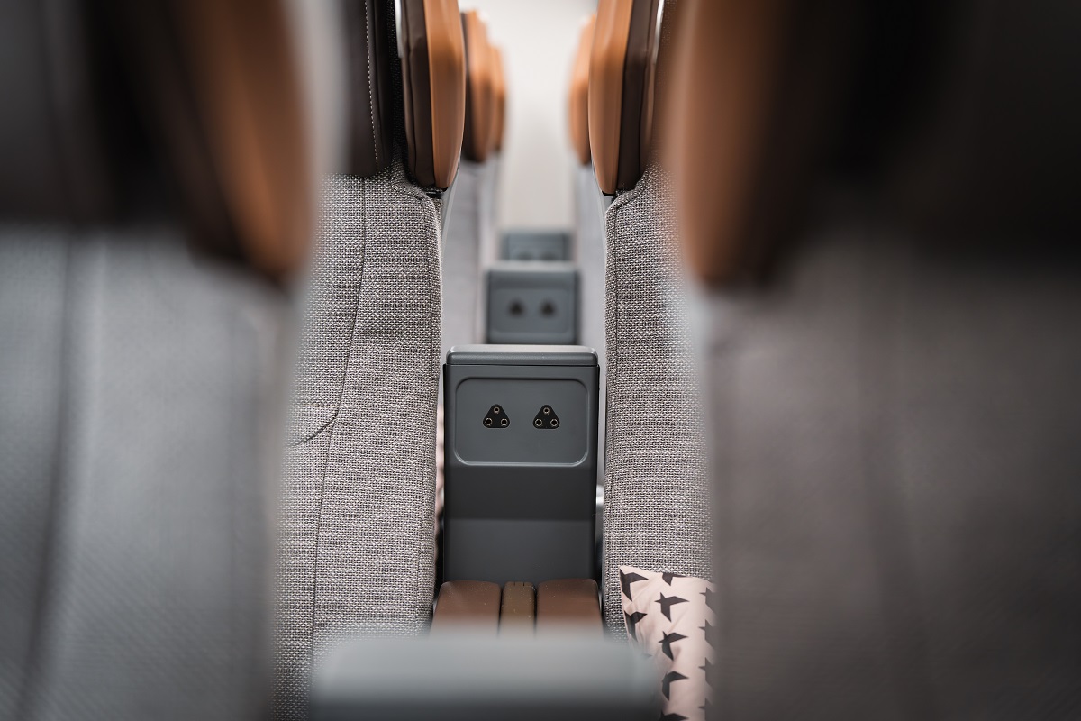 Cabin crew servicing in Premium Economy Class