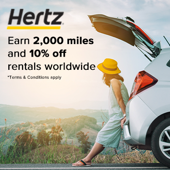 Get Up to 2,000 Miles and 10% Discount on Car Rentals Worldwide with HERTZ